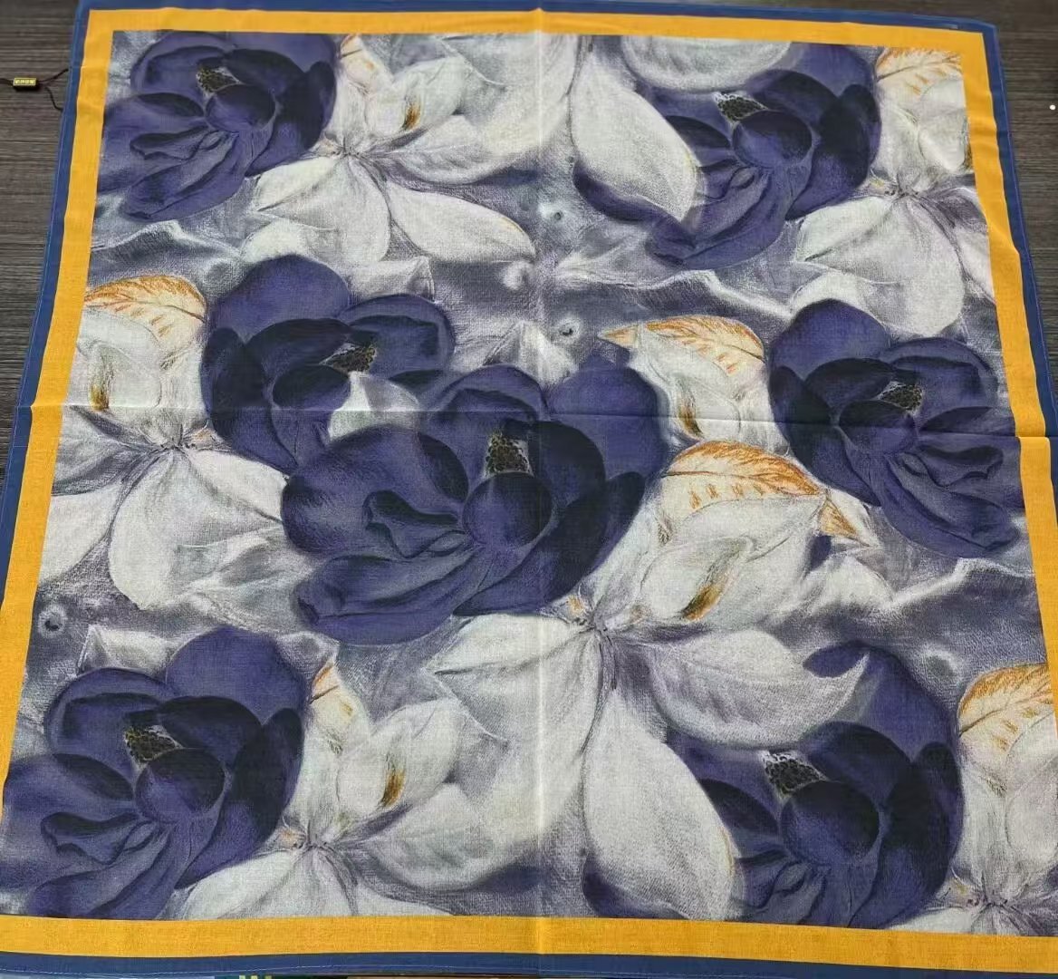 国潮香云纱花萝70*70新中式苏杭小方巾双面双色丝巾厂家代发扎染详情10