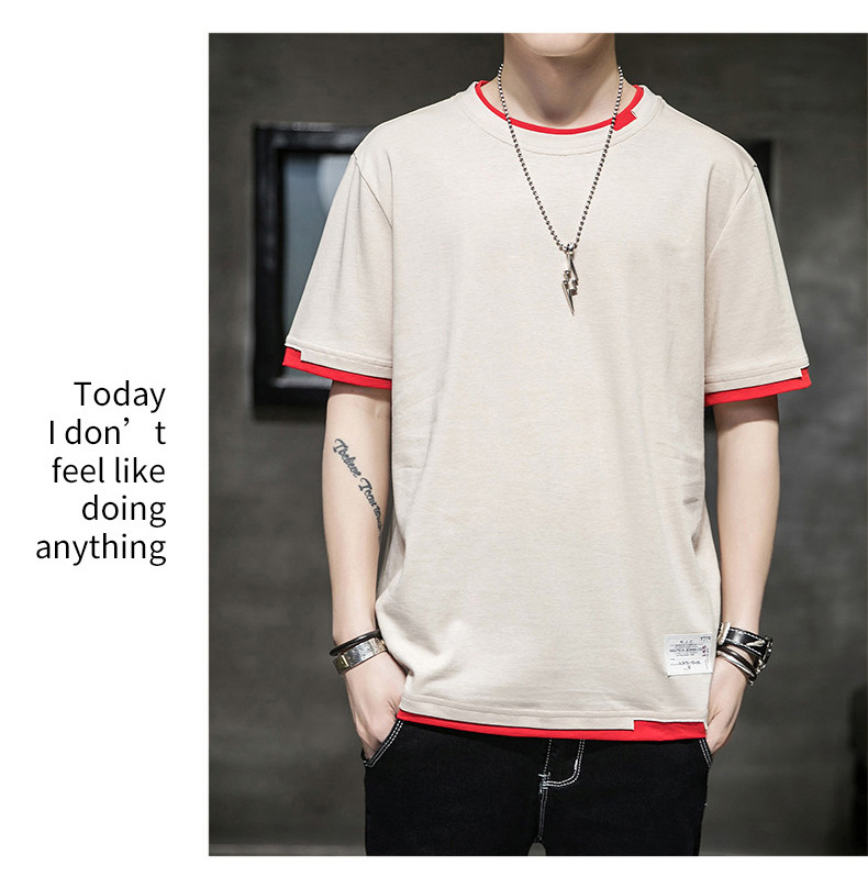 Short-sleeved T-shirt for men, Korean style, summer loose cotton T-shirt, cross-border new style, student bottom layer, half-sleeved shirt pic 13