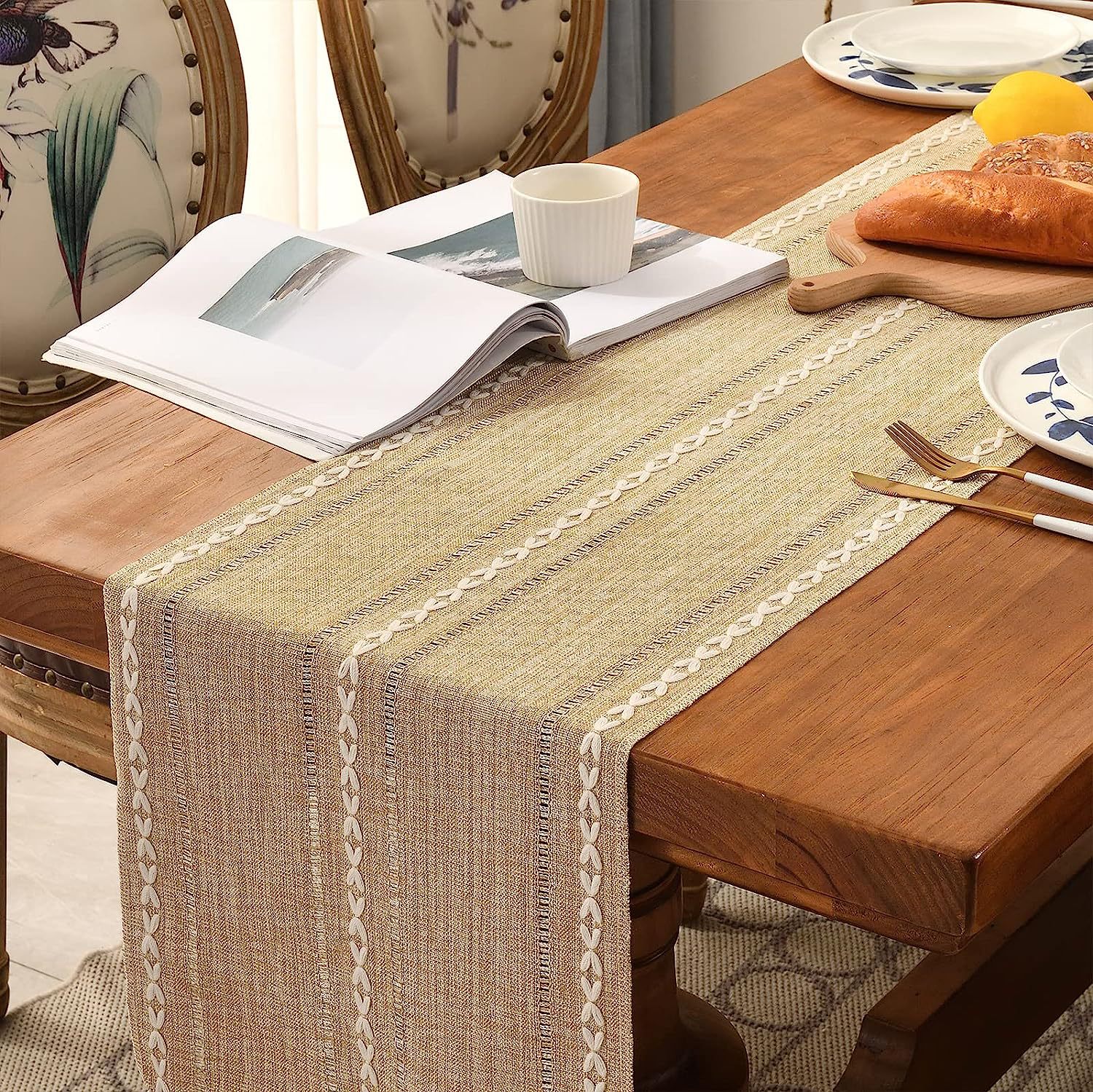 New cross-border Amazon handcrafted table flag, hollowed-out American country white tablecloth, dressing table scarf factory wholesale pic 17