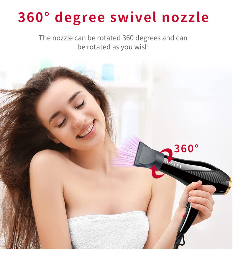 Cross-border SOKANY2214 hair dryer, hot and cold air hair dryer, high-power household, hotel and dormitory hair dryer pic 8