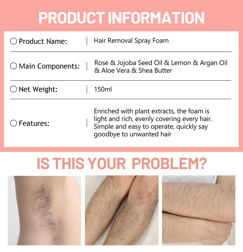 OEM Smooth hair removal Spray Moisturizing, smooth and Clean armpit Hair Removal Cross-border Customized hair removal cream pic 3