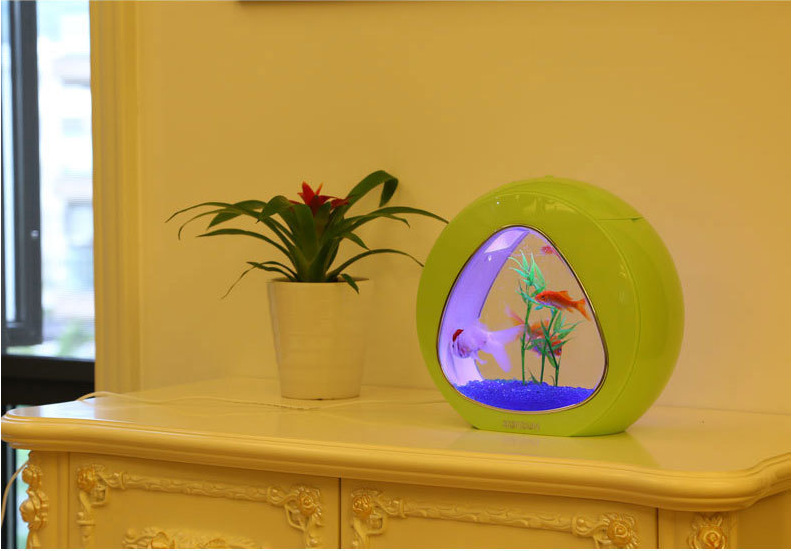 The desk mini aquarium creative desktop LED lighting can filter ecological acrylic fish tank aquarium pic 19