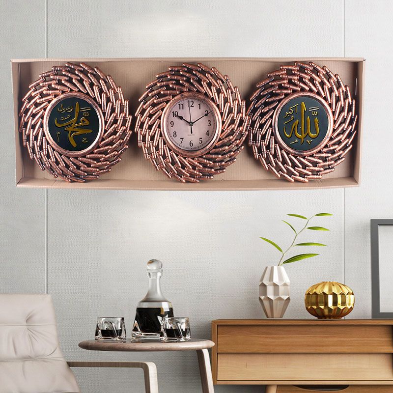 European, American and Arabic gilded living room wall clock, household watch, sofa background wall clock, modern and simple wall clock, three-in-one wall clock pic 11