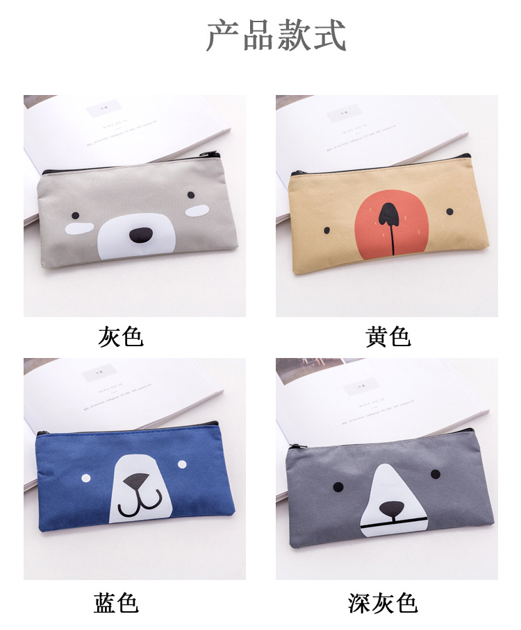 Bolsa de lápiz de lona de dibujos animados creativa tela de oxford de alta calidad bolsa de papelería simple papelería estudiantil bolsa de pluma de plomo venta directa de fábrica pic 4