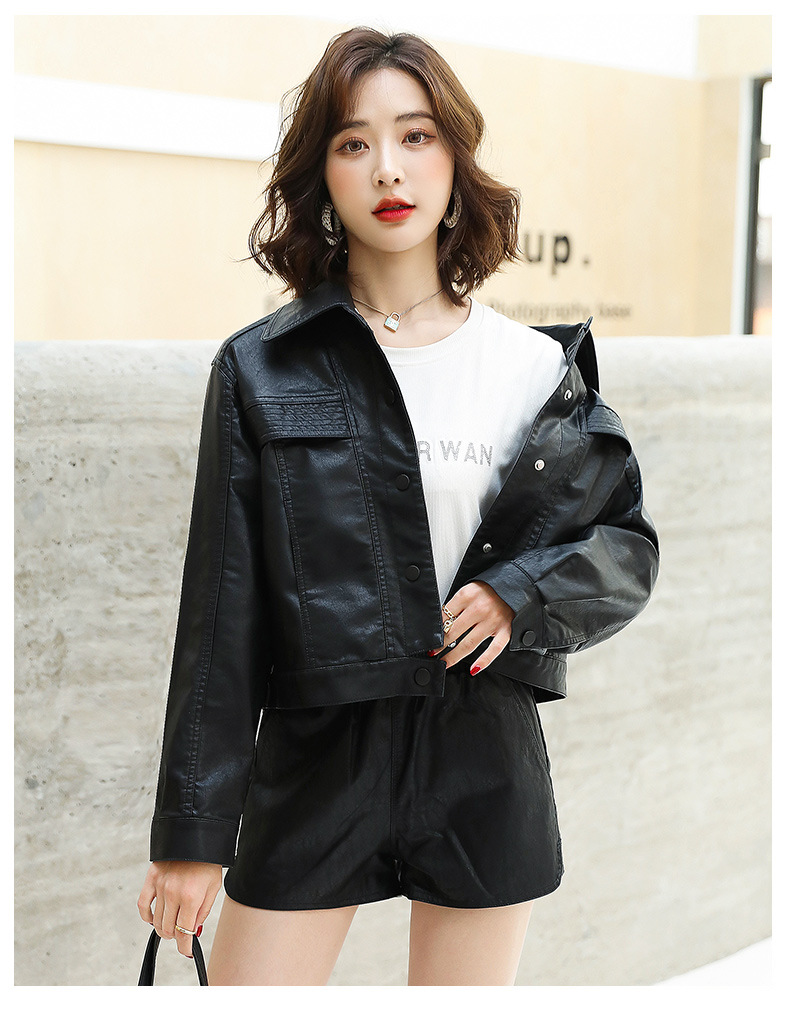小皮衣短款外套女士2022春秋新款港风小个子修身机车服夹克上衣详情19
