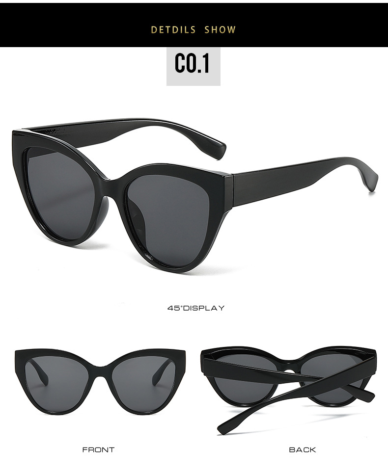 2024 New cross-border color-blocking sunglasses for women with large faces to look slimmer, cat-eye fashionable and versatile sunglasses for sun protection and shading pic 7