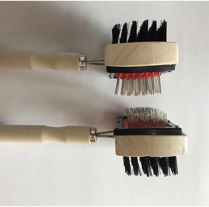 Pet cleaning and grooming tools: Wooden pet double-sided brush, wooden handle needle comb, cleaning and grooming massage comb pic 6