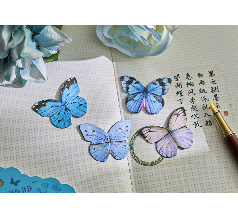 Zao Mo Magnetic Bookmark Flying Flower Butterfly Shadow Series: 4 Types of Chinese-style reading Bookmarks and Ancient-style butterfly DIY Decorative Book holders pic 16