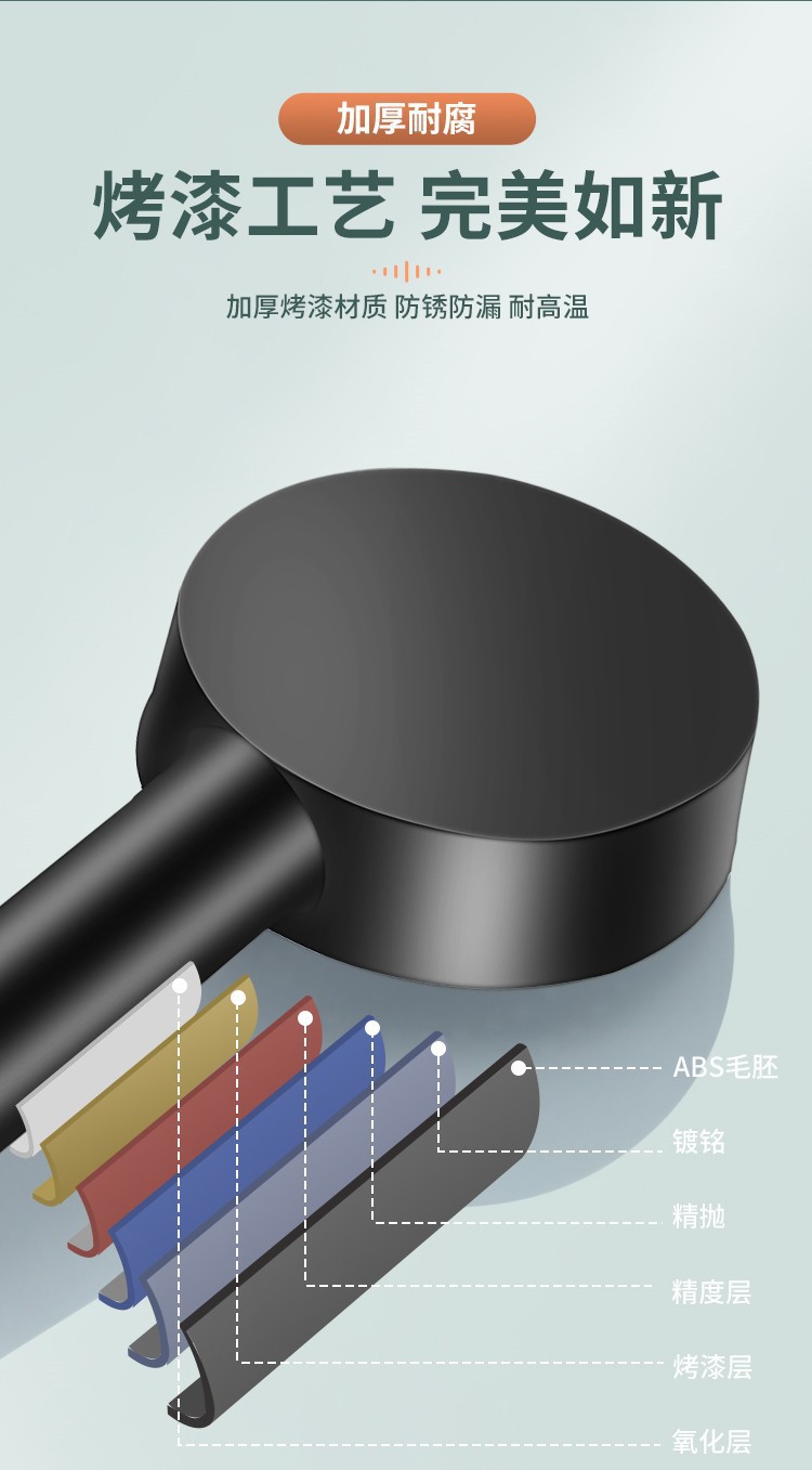 Factory large water spray five-speed multi-functional pressurized shower head, black showerhead single-head set pic 10