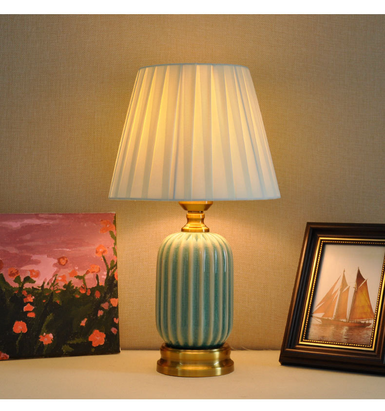 Cross-border exclusive ceramic table lamps, American Nordic style living room side table decoration, new Chinese style imperial LED energy-saving lamps pic 14