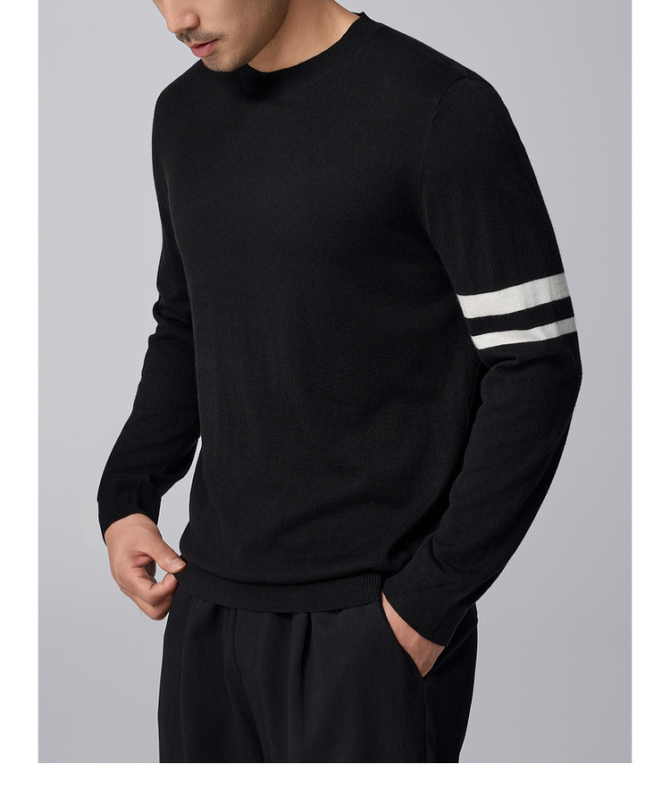 墨麦客男装条纹撞色打底羊毛衫男2024冬季新款简约男士毛衣20810详情21