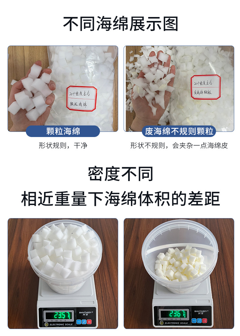 厂家发泡无异味规则小方块碎边角料干净玩具抱枕礼盒填充海绵防震详情8