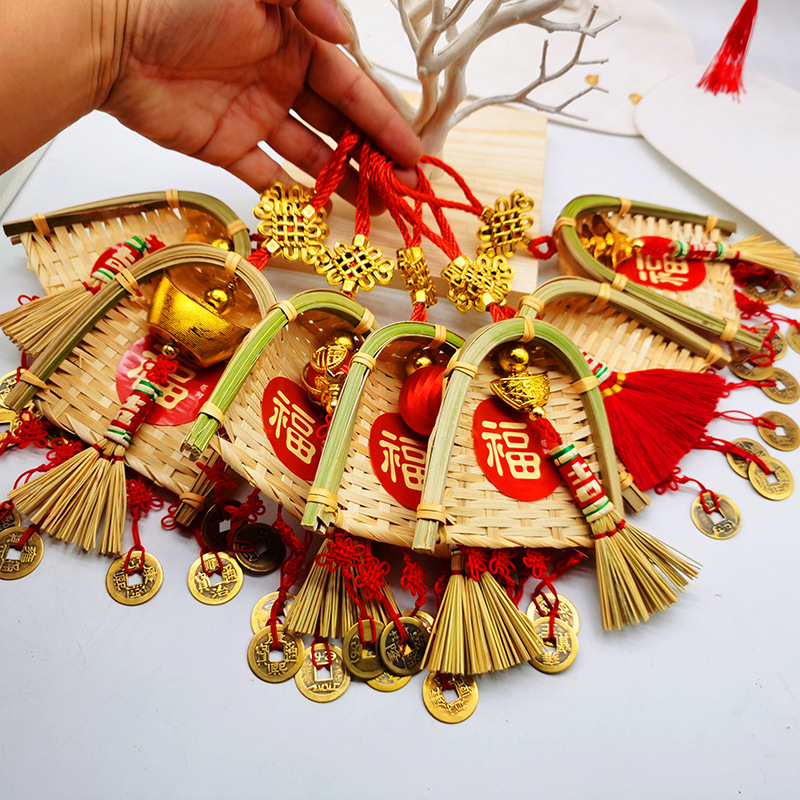 Copper coins, small brooms, dustpans, hanging ornaments, door decorations for moving into a new home, indoor hanging ornaments, TV wall decorations for the Qingming and Dragon Boat festivals pic 27