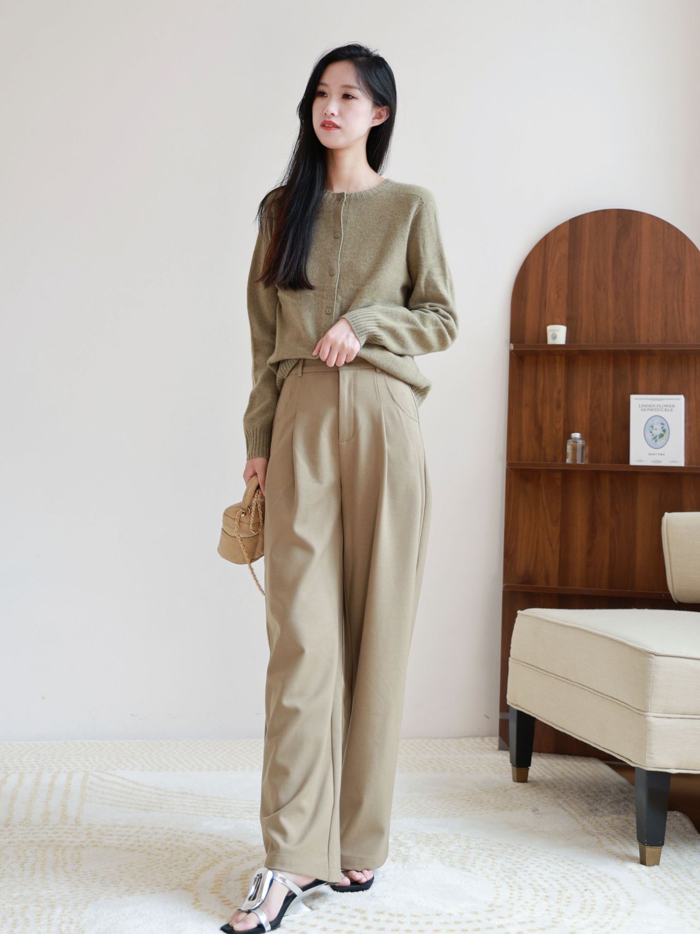 Qili Colorful Gemstone 12-color seamless one-piece Merino wool button cardigan, a versatile knitted long-sleeved top for commuting pic 22