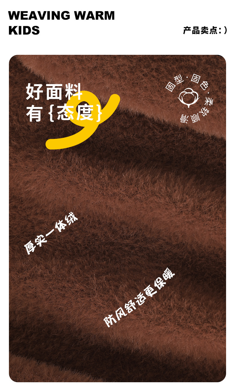 冬季男童一体绒连帽开衫新款男孩韩版加绒加厚毛衣A类棉防风外套详情2