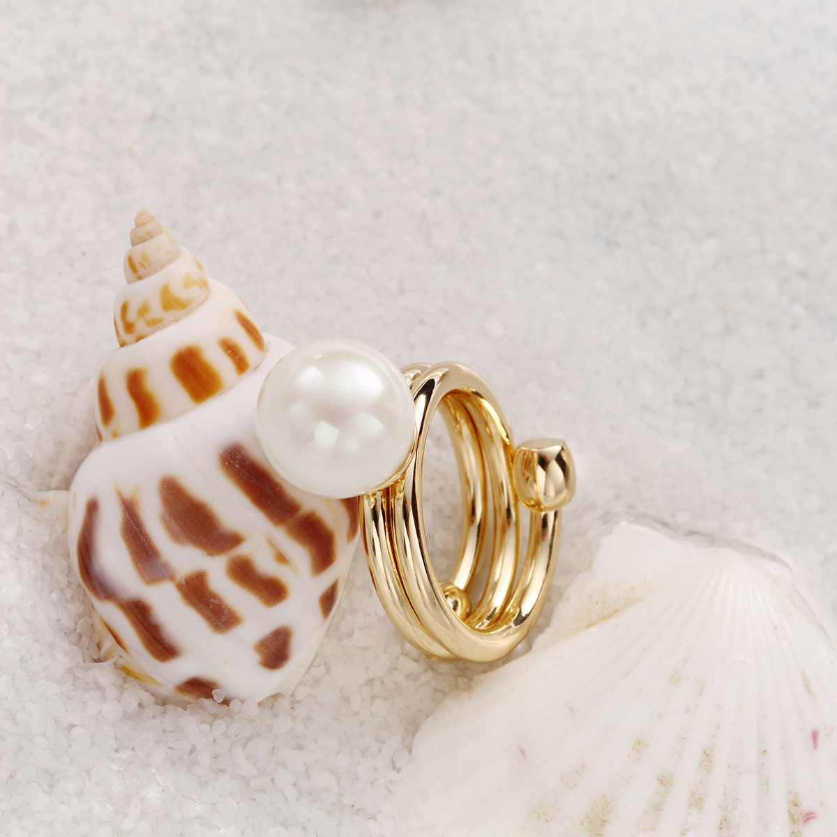 韩版简约戒指丝巾扣纯铜镀金气质大方高端珍珠配饰丝巾装饰详情10