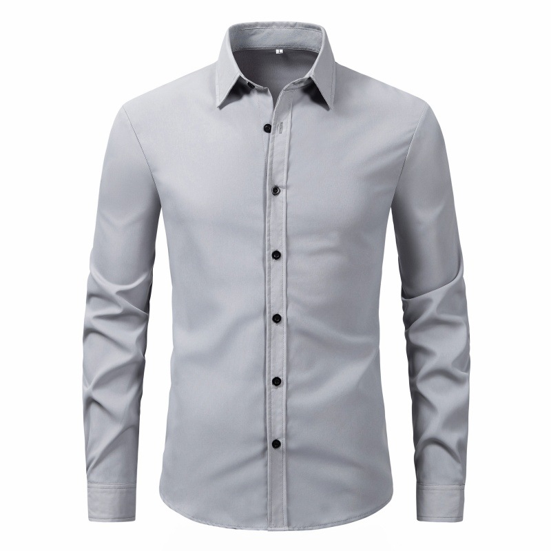 2024 comercio exterior europa y Estados Unidos nueva camisa de hombre moda transfronteriza estilo slim color sólido manga larga hombre top camisa pic 3