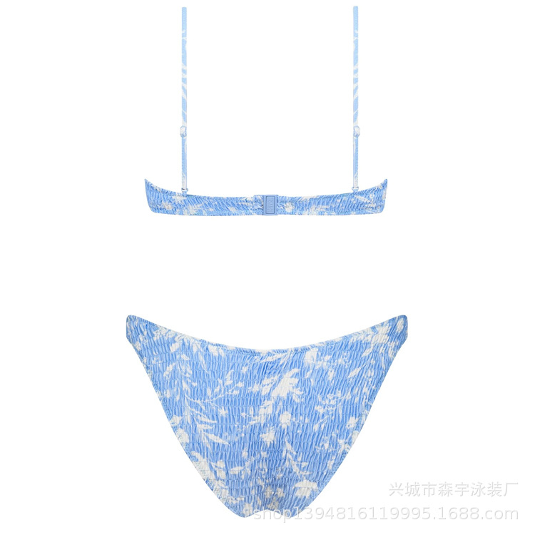 The 11-color INS triangular double-sided swimsuit with strapless and pleated designs from Europe and America has swept the new bikini style pic 58