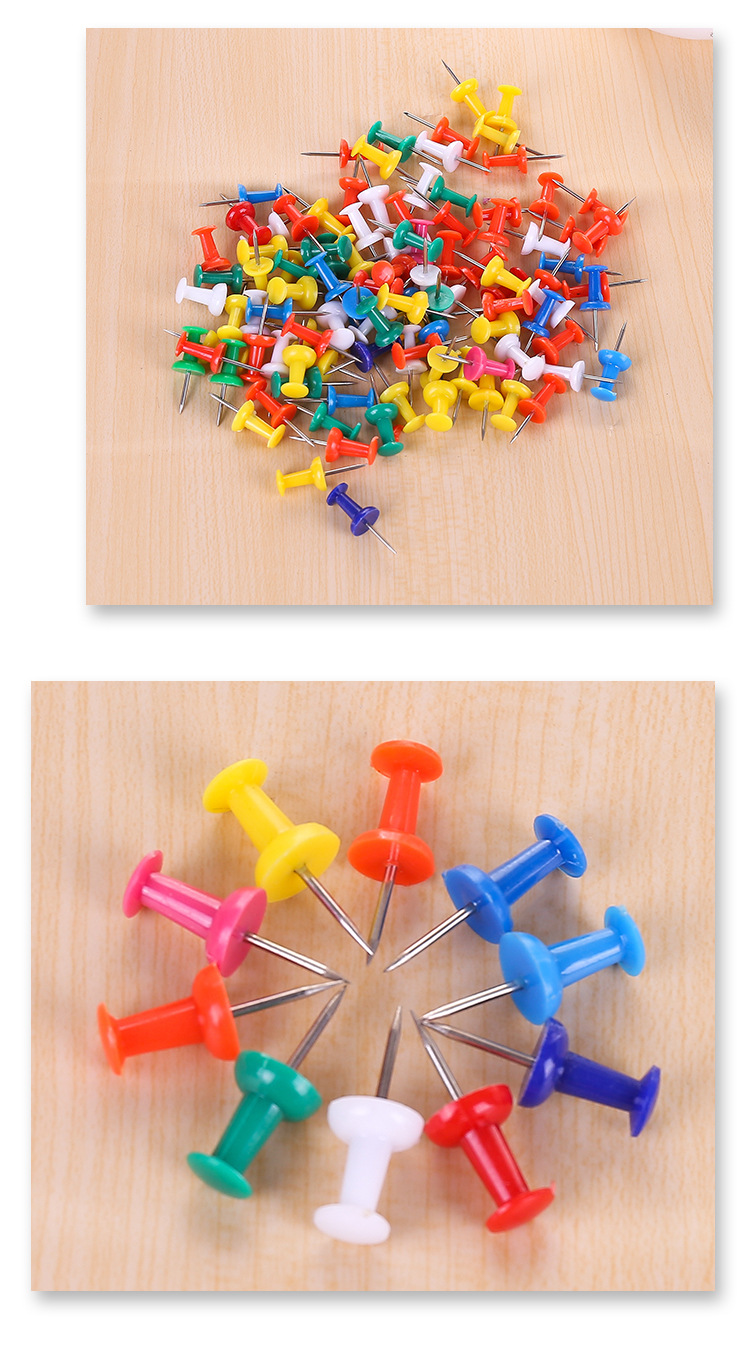 Wholesale of 100 pieces of colorful and generous box-packed I-shaped nails, kindergarten notice thumbtacks, art drawing thumbtacks and cork pic 10