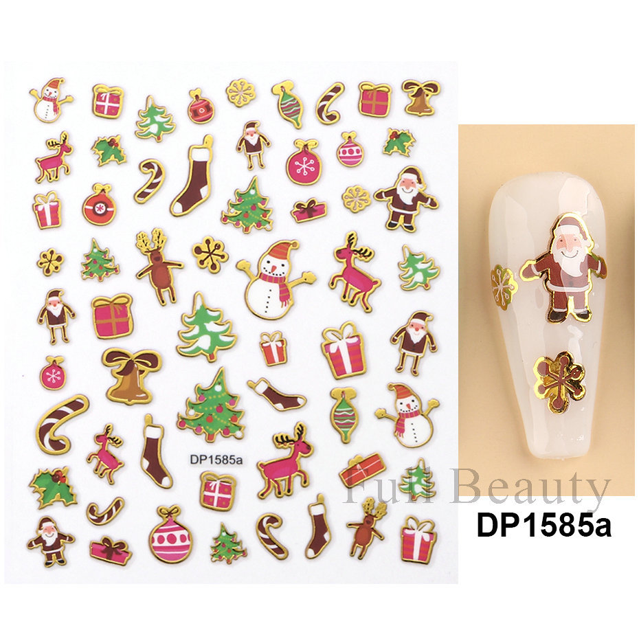 Cross-border new Christmas nail stickers Snowman elk Cookies Human self-adhesive nail stickers Mixed nail stickers shanilak pic 8