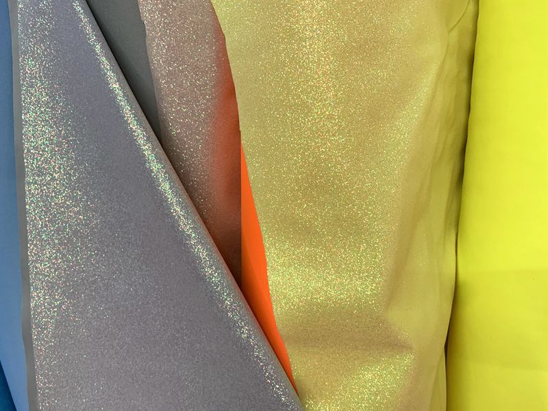 Polyester stretch fabric, toy fabric, seven-color powder headwear, hair accessory, bag fabric, Gree magic color laser fabric pic 4