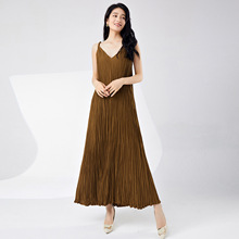 高档礼服三宅时尚连衣裙热卖新款法式收腰高弹褶皱气质优雅长裙子详情5