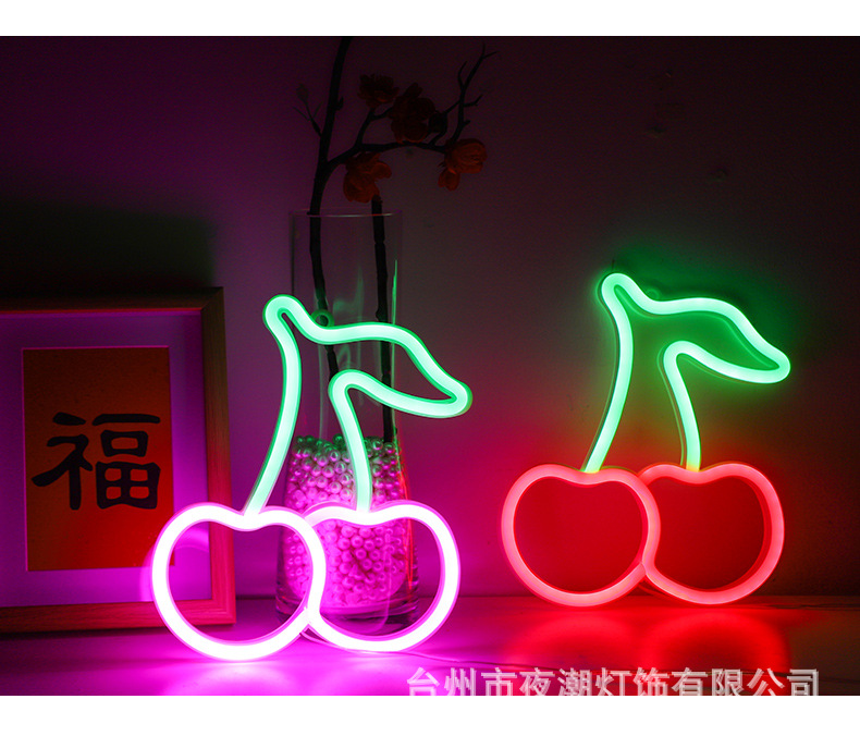 New cross-border LED neon lights in the shape of cherry fruits, night lights and creative bedroom decorative lights are directly supplied by the manufacturer pic 8