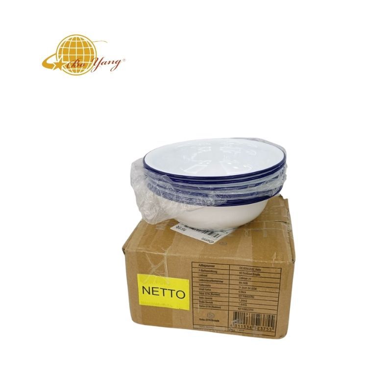 Hot sales on Amazon: 6 pieces per box, white enamel basins, enamel deep plates, hotel household enamel plates, picnic plates pic 4