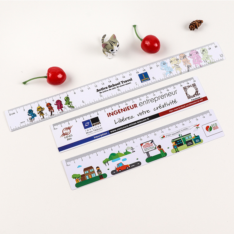 Cartoon advertisement PS set ruler, plastic straight ruler, acrylic student ruler set protractor, transparent soft set square pic 25