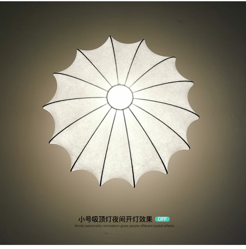 Japanese-style imitation silk ceiling lamps, Nordic living room lighting fixtures, modern and simple bedroom lamps, personalized and artistic round ceiling lamps pic 27