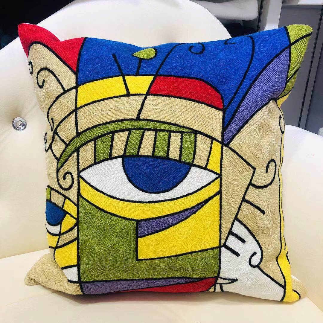 Picasso pillowcase, full-page embroidered abstract art sofa, Amazon cross-border cushion without core pic 12