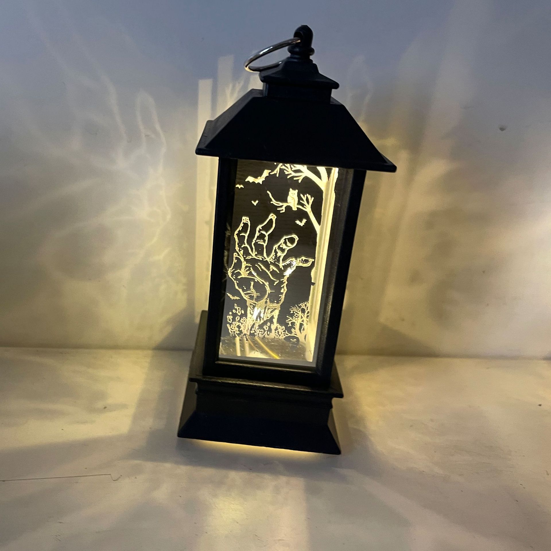 万圣节新品发光摆件小风灯扁风灯小油灯鬼节装饰氛围道具圣诞雪人详情2