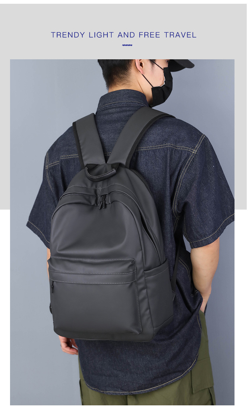 新款时尚潮流双肩包黑色大学生书包休闲大容量男士旅行电脑背包详情16