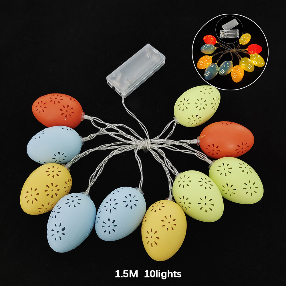 2023 New Easter decorative lights: led Easter egg string, hollowed-out egg, cracked egg, carrot, rabbit, and colorful lights pic 4