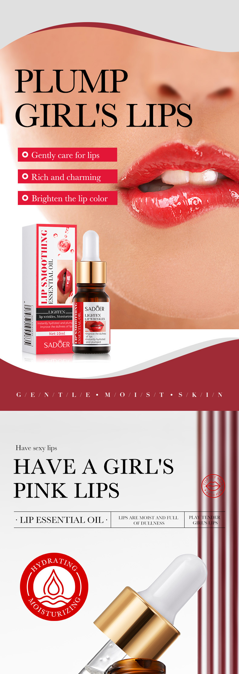 10ml Full English Lip Care Essence Oil SADOER Moisturizing and Hydrating Essential Oil Cross-border export pic 1