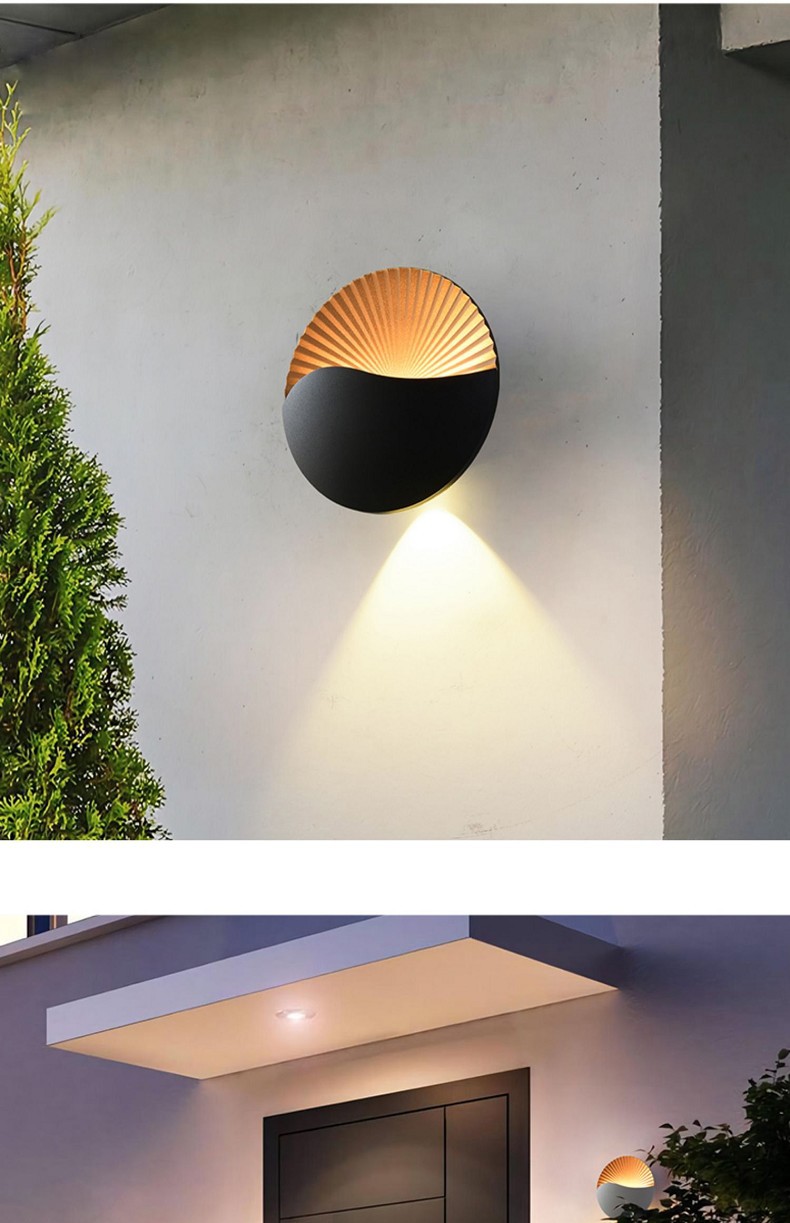 Household waterproof round wall lamp, modern and simple led dimming ceiling light, corridor staircase light, villa garden wall-washing light pic 5