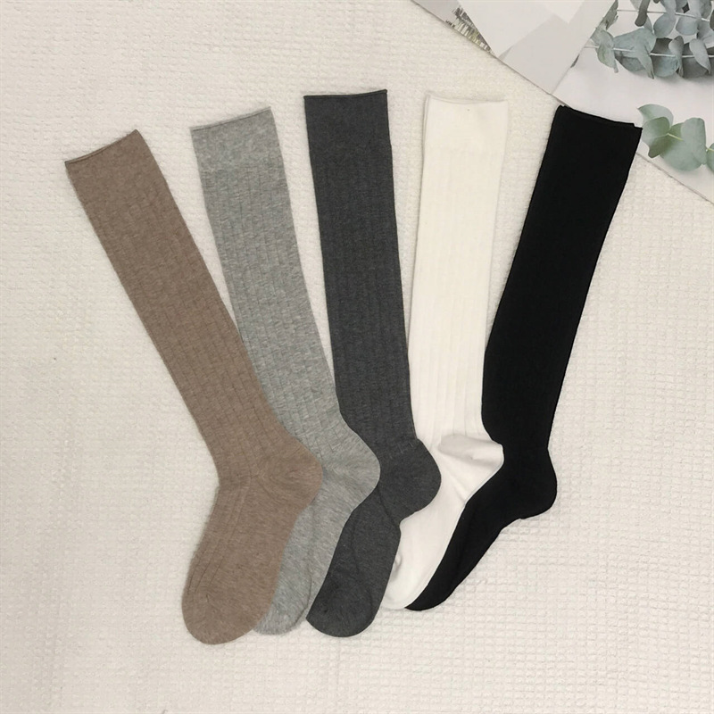 诸暨2024春夏新款超薄透气堆堆袜纯色竖条长袜学院风过膝袜女袜子详情1