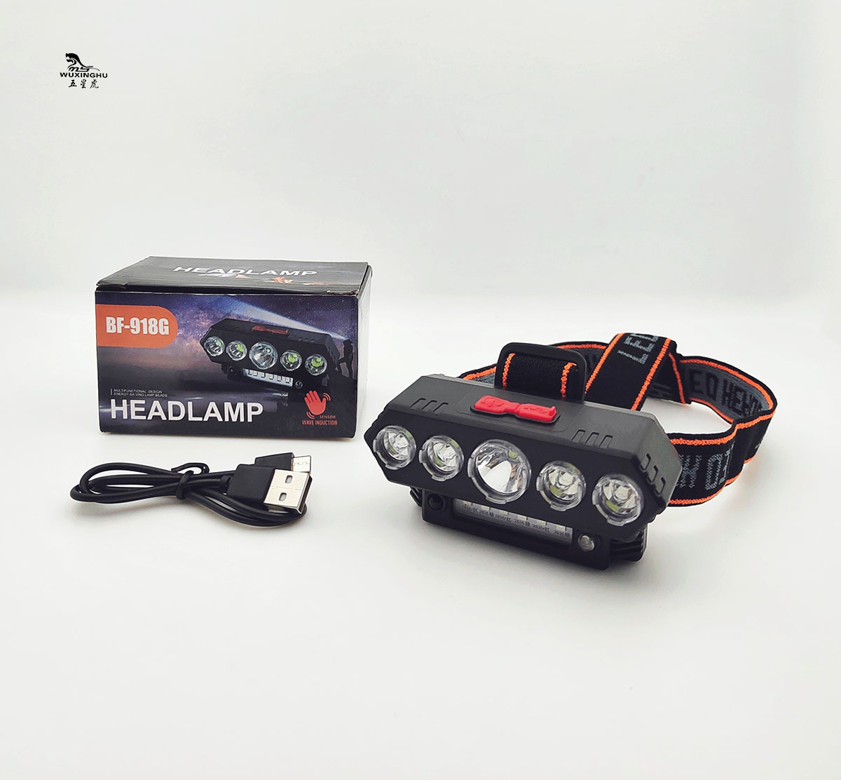Cross-border hand-waving sensor headlamp, strong light rechargeable, long-range shooting, waterproof USB charging, head-mounted night fishing outdoor headlamp pic 9