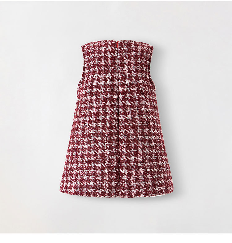 女童小香风连衣裙2024秋冬新款儿童圣诞节气质蝴蝶结加绒背心裙子详情9