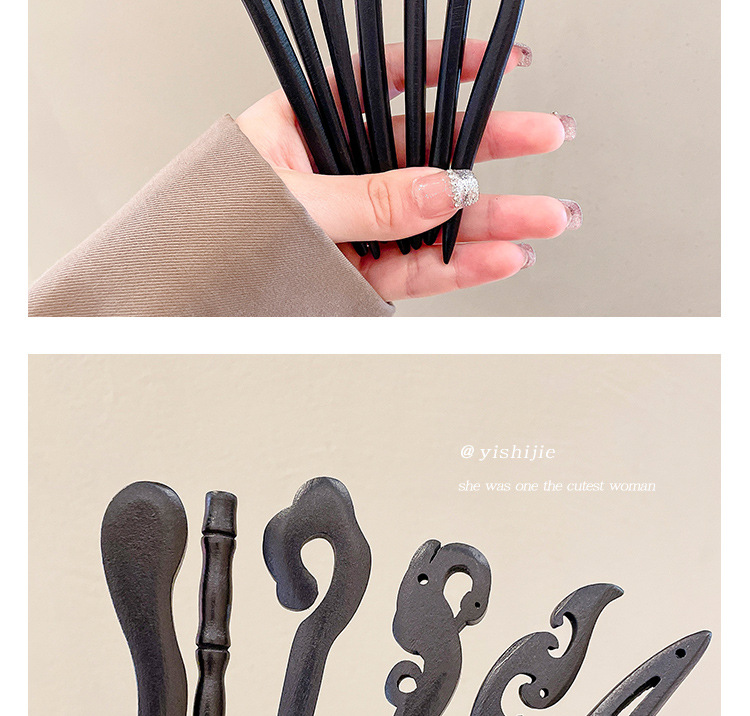 Ancient-style sandalwood hairpins for women, a simple and elegant updo, a modern and stylish new Chinese-style hairpin, Hanfu cheongsam headwear pic 29