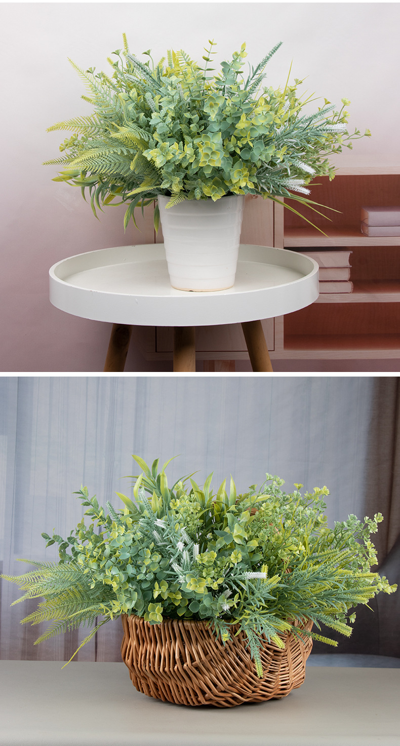 Eucalyptus artificial green plant bunches, outdoor greening artificial plant projects, fence grass, hotel soft decoration artificial flowers pic 34