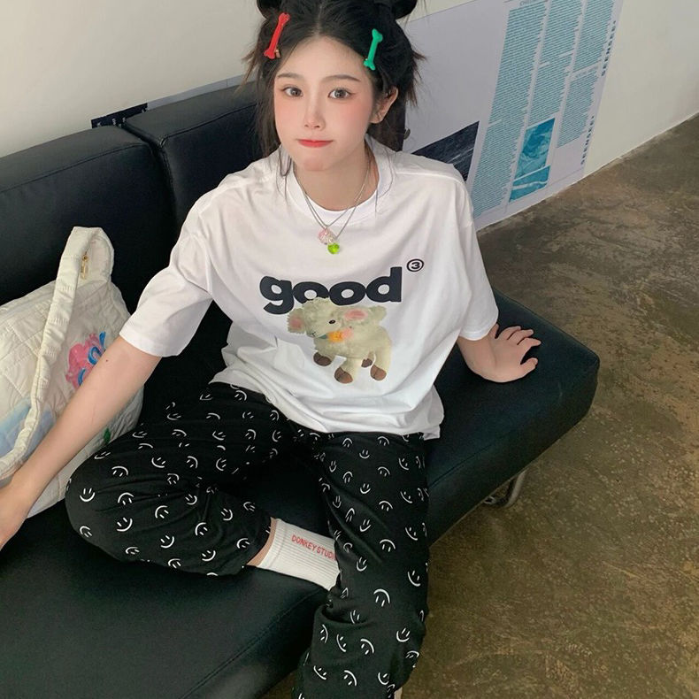 遛弯裤卡通睡裤女春秋新款居家可爱印花宽松休闲夏季空调防蚊长裤详情47