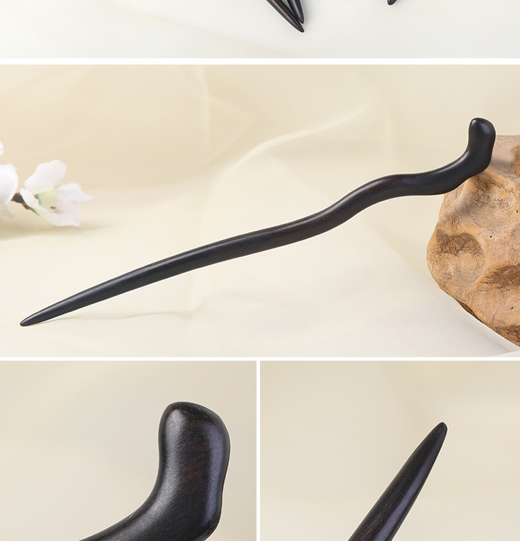 黑檀木发簪古风簪子绿檀木簪 高级感新中式盘发头饰木质发钗批发详情4