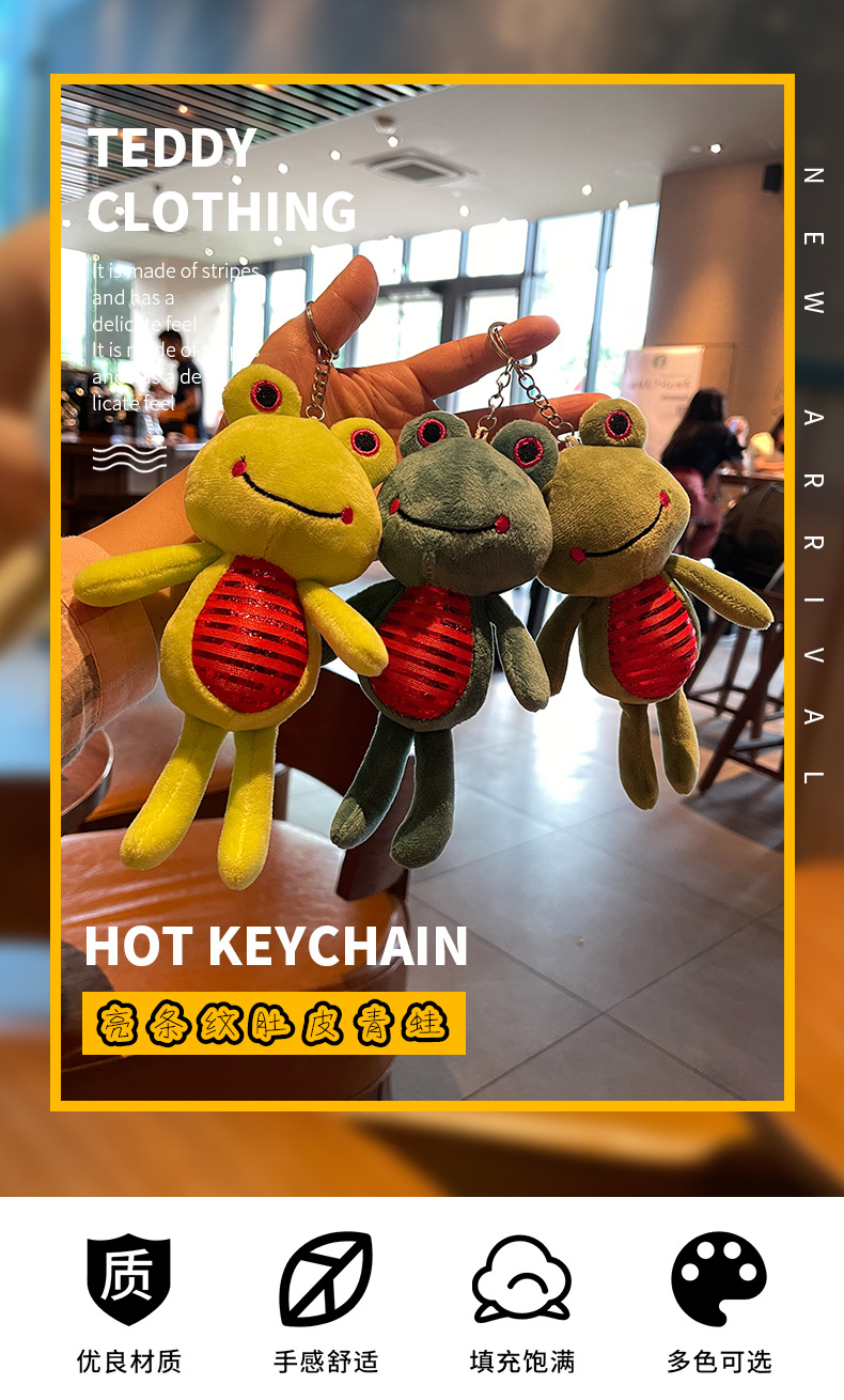 New cute smiling frog plush toy pendant, schoolbag accessory for boys and girls, keychain, creative couple gift pic 1