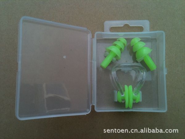游泳潜水专用防水硅胶耳塞 硅胶鼻夹 高档盒装 进口硅胶 批发详情12