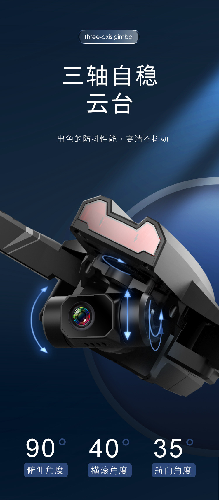 三轴云台长续航5GWiFi无人机防抖高清航拍遥控飞机GPS无刷飞行器 乐沛 1详情3