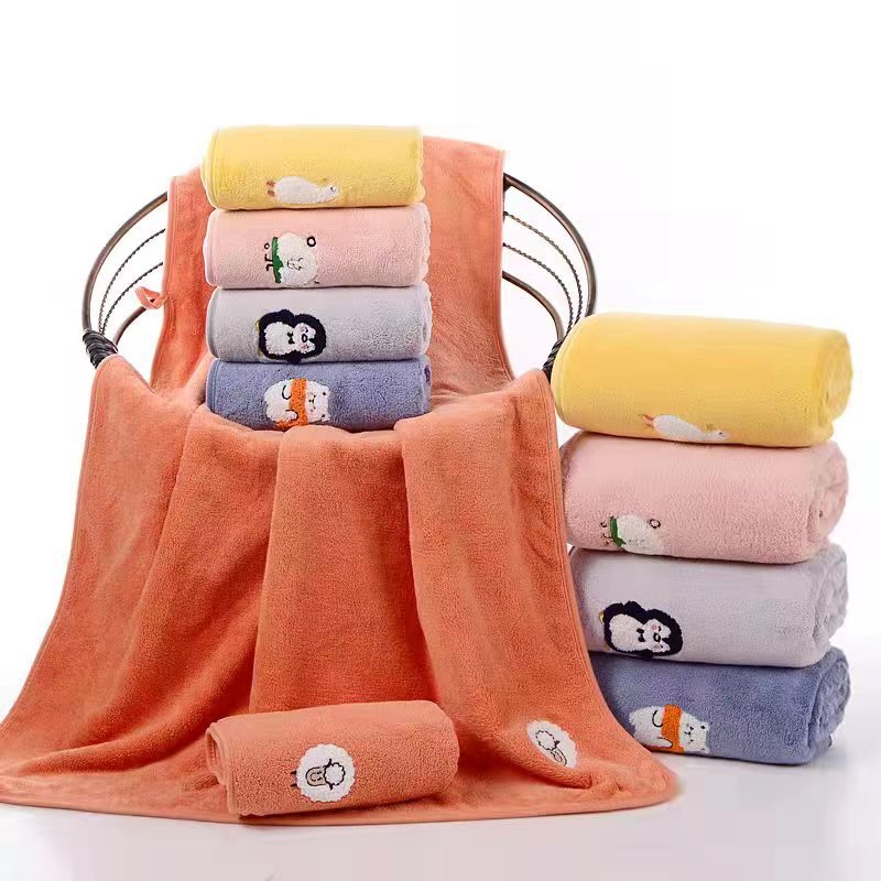 Futian coral fleece towel, cute animal soft absorbent bath towel, baby cover blanket, available in gift box, factory direct sales pic 2