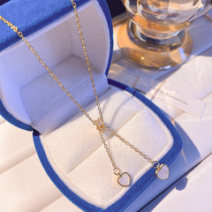 European and American light luxury heart-shaped mother-of-pearl titanium steel necklace, versatile for women, niche design sense collarbone chain, best-selling personalized accessory pic 1