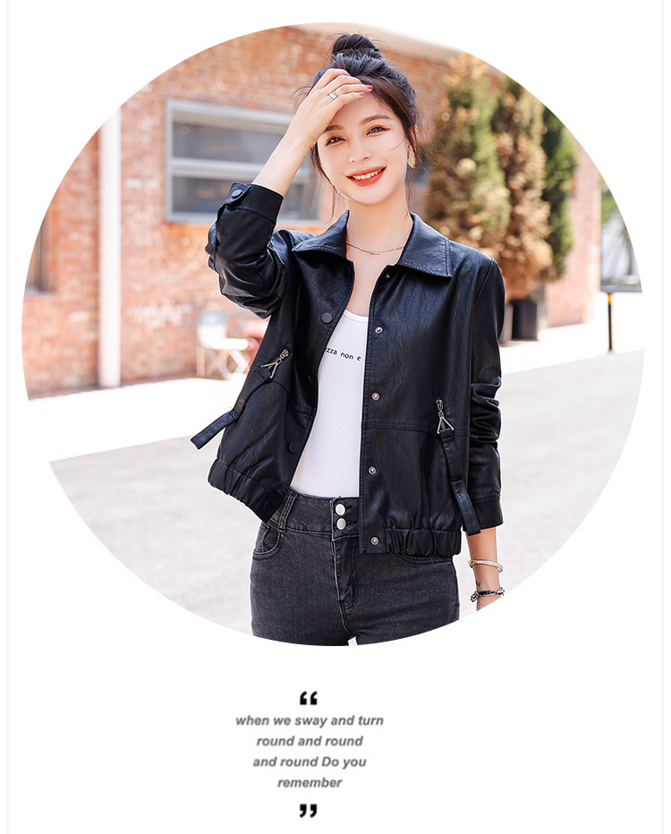 pu皮衣短款外套女2022秋季新款韩版宽松气质复古机车小皮夹克外套详情14