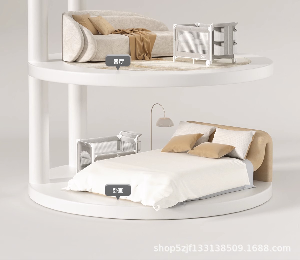 酷豆丁婴儿床折叠拼接大床便携式床可移动新生婴儿床尿布台宝宝床详情19